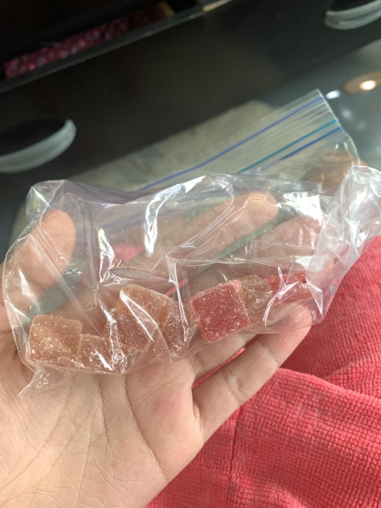 Shroom gummies in a transparent pack